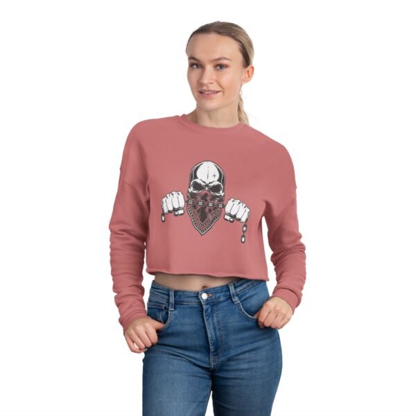 Women's Cropped Sweatshirt with Skull Design | Casual Wear, Festival Clothing, Gift for Her, Fitness Apparel, 4th of July Outfit - Image 4