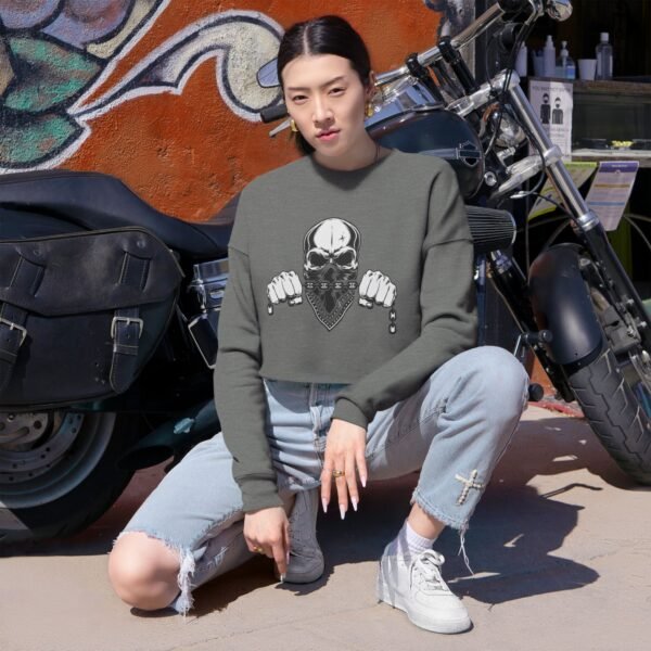 Women's Cropped Sweatshirt with Skull Design | Casual Wear, Festival Clothing, Gift for Her, Fitness Apparel, 4th of July Outfit - Image 7