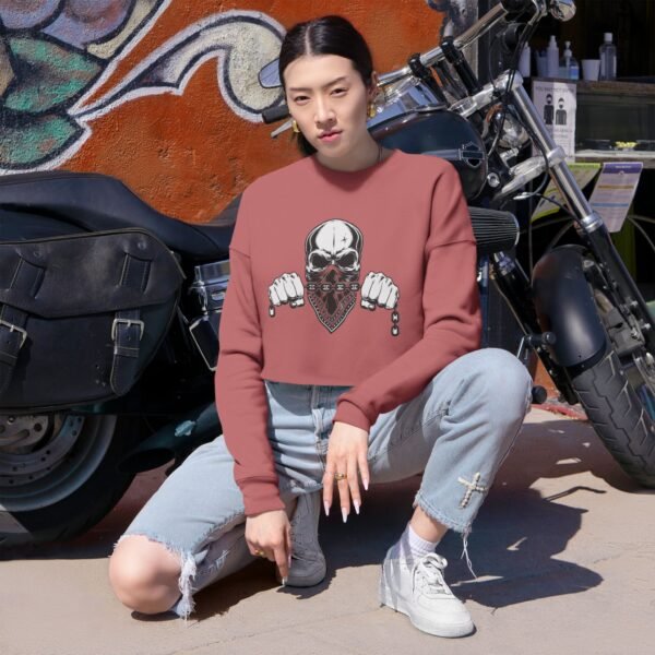 Women's Cropped Sweatshirt with Skull Design | Casual Wear, Festival Clothing, Gift for Her, Fitness Apparel, 4th of July Outfit - Image 3