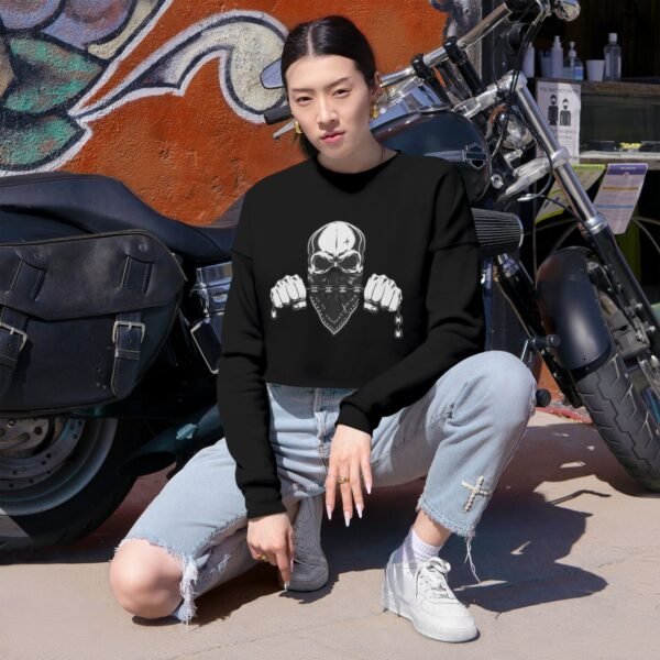 Women's Cropped Sweatshirt with Skull Design | Casual Wear, Festival Clothing, Gift for Her, Fitness Apparel, 4th of July Outfit - Image 11