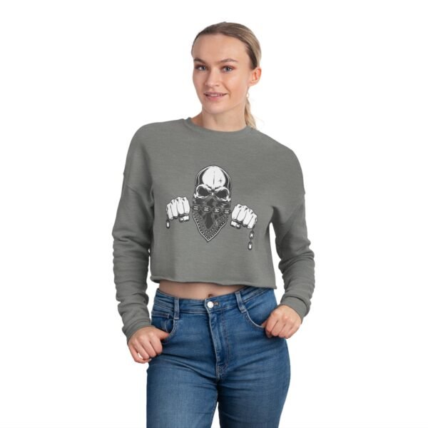 Women's Cropped Sweatshirt with Skull Design | Casual Wear, Festival Clothing, Gift for Her, Fitness Apparel, 4th of July Outfit - Image 8